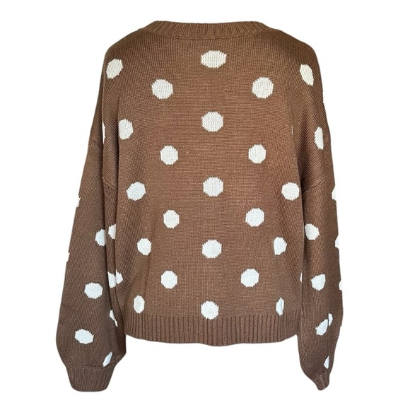 Blu Pepper Brown & White Polka Dot Cardigan – Size Medium - Picture 4 of 9